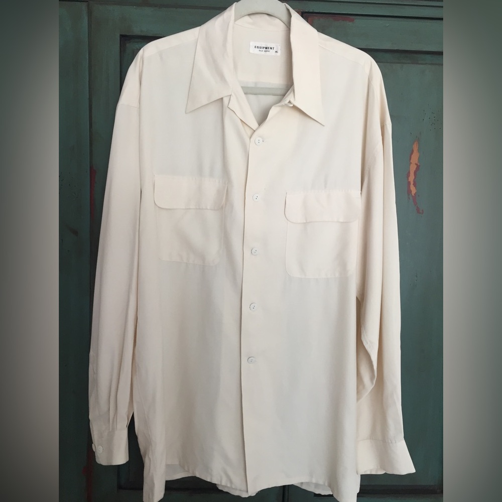 Nearly new equipment silk ivory blouse, xl